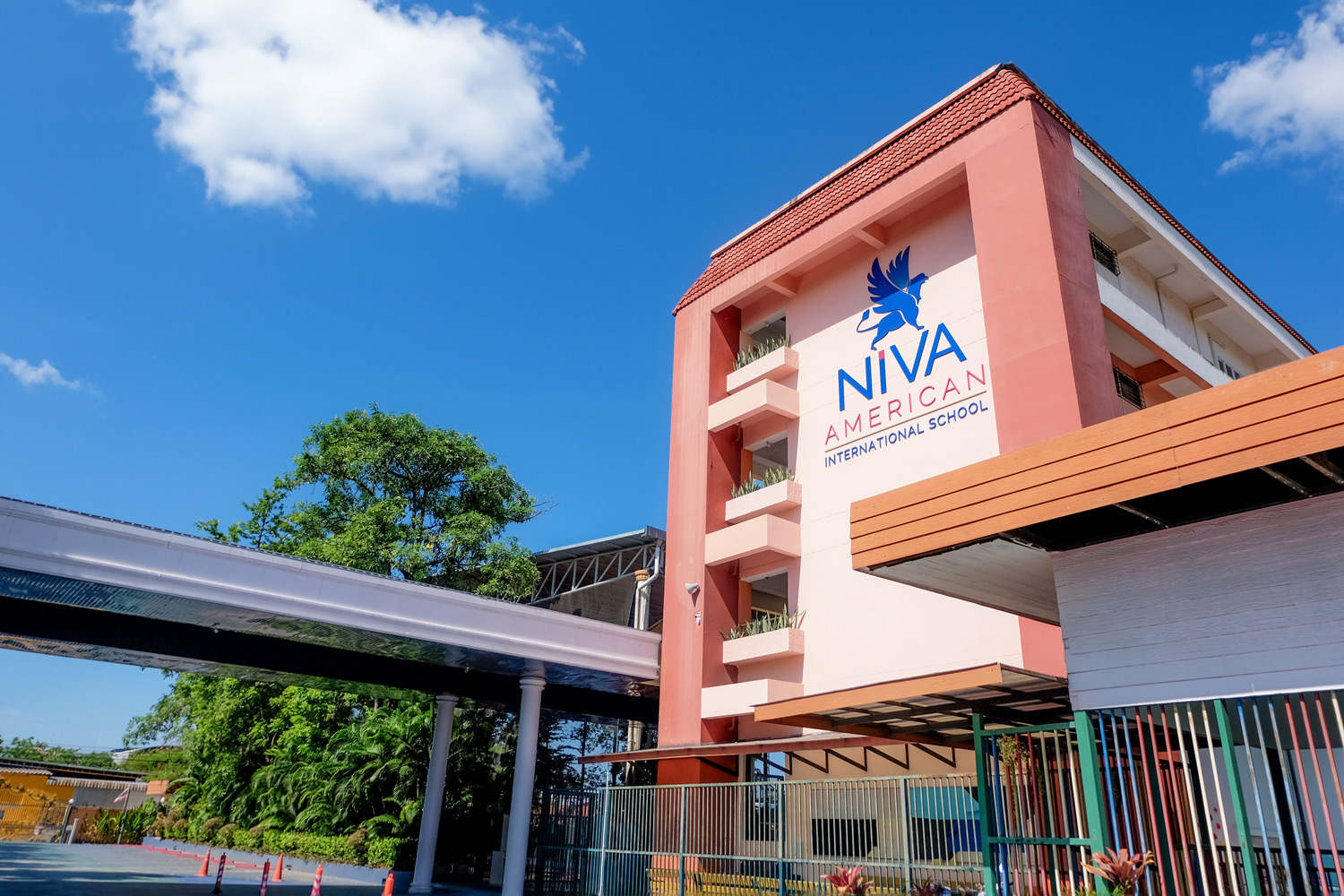 School entrance beside the kindergarten building